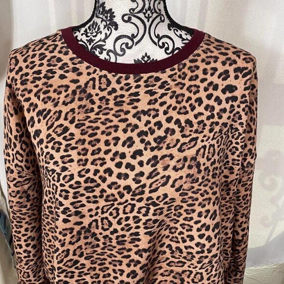 The Upside “Leopard Jane” Cotton Drawstring Hem Crewneck Sweatshirt Size L - Picture 4 of 10